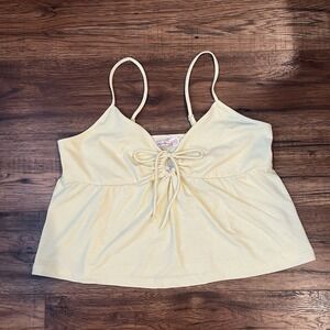 La Vie En Rose Butter Yellow Babydoll Sleeveless Cami Women M Coquette Y2K 2000s